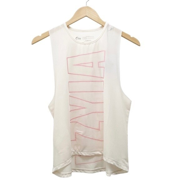 NWT Zyia Hot Pink Ivory Blush Spell-Out Athlete Tank Muscle Top Size Small NEW - Picture 3 of 13